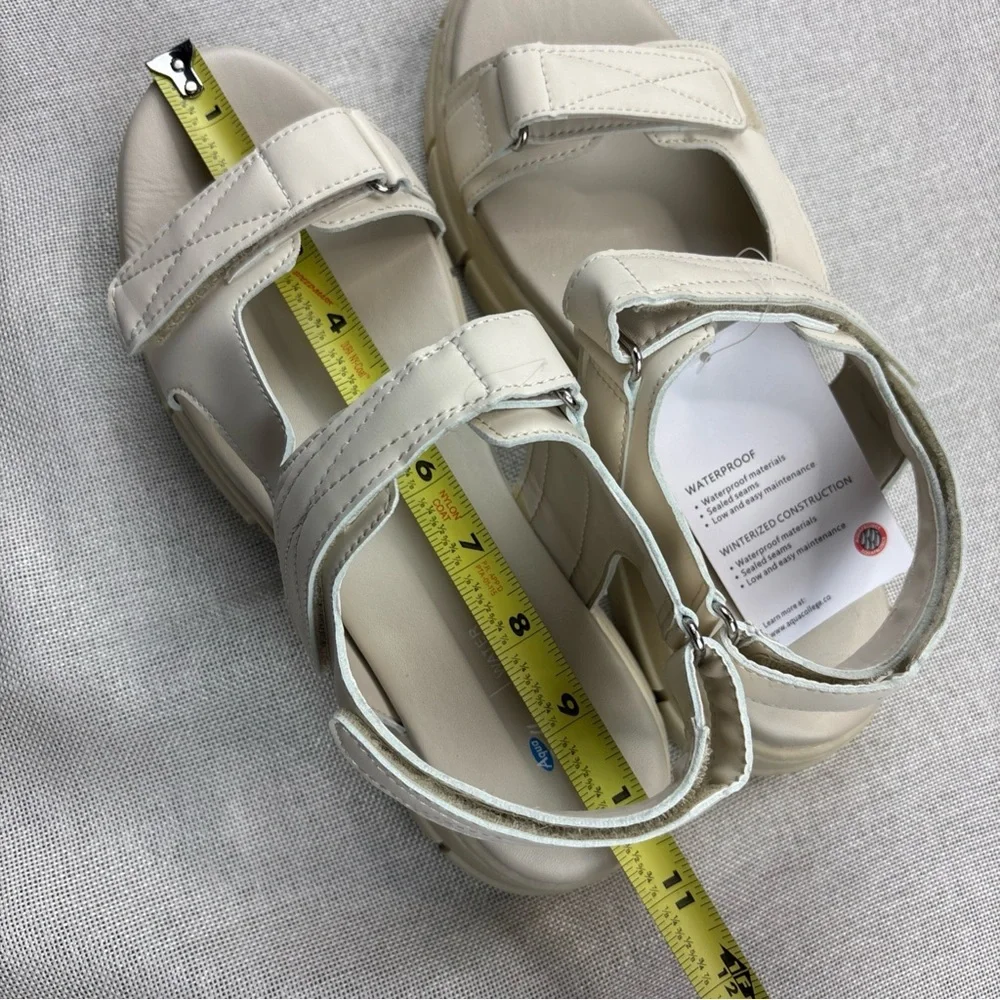 AQUA COLLEGE Womens Ivory Hux Round Toe Platform Slingback Sandal 10 M